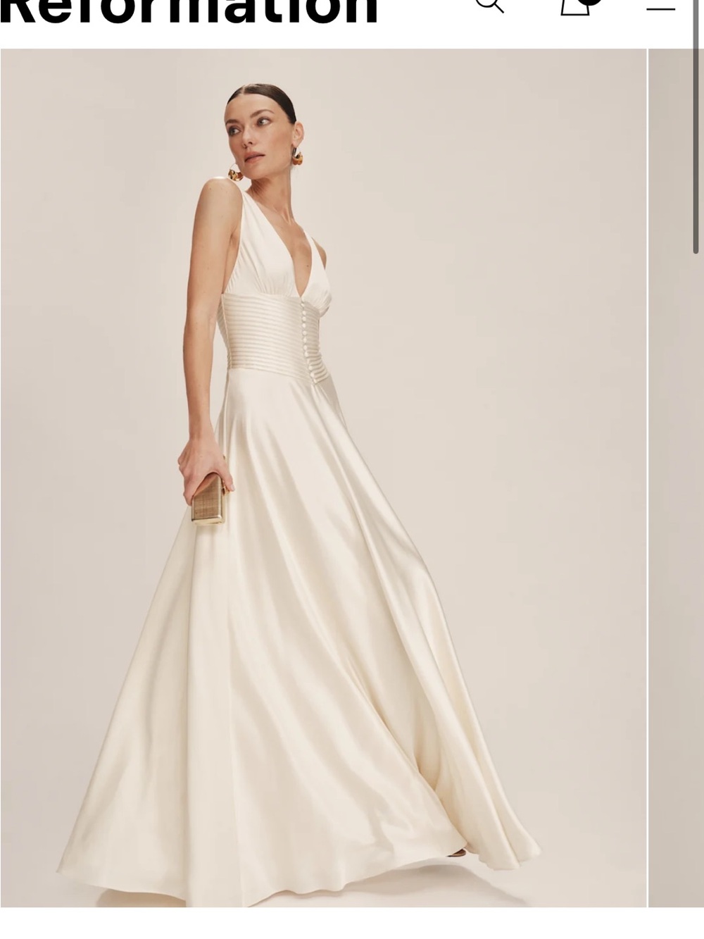 Reformation Arianwen Ivory Satin dress NWT